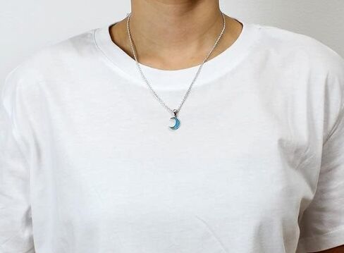 COSUMOSU Crushed Turquoise 925 Sterling Silver Pendant - moon in Saudi Arabia