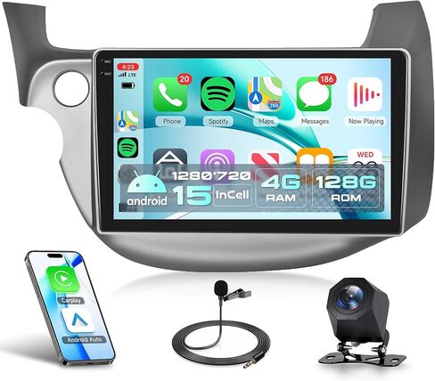 8 Core 4G+64G Car Radio for Honda Fit 2008-2013, Rimoody 10.1 Inch Android 13 Car Stereo Carplay Android Auto GPS Navigation WiFi Touch Screen Mirror Link Bluetooth FM/RDS SWC Backup Camera in Saudi Arabia