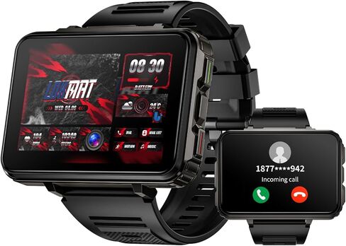 LOKMAT 4G Smart Watch, 6GB+128GB Android Smartwatch Phone Call, 2.4" Large Screen Sport Watch 1500mAh Dual Camera WiFi Bluetooth GPS Smart Watches for Men in Saudi Arabia