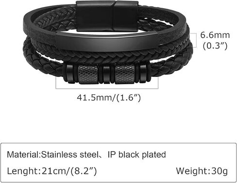 Solza Unisex Leather Bracelet – Adjustable Multi-Layer or Chain Link Design, 316 Stainless Steel & Genuine Leather, Fashion Jewelry Accessory for Men and Women in Saudi Arabia