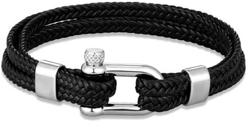 Solza Unisex Leather Bracelet – Adjustable Multi-Layer or Chain Link Design, 316 Stainless Steel & Genuine Leather, Fashion Jewelry Accessory for Men and Women in Saudi Arabia