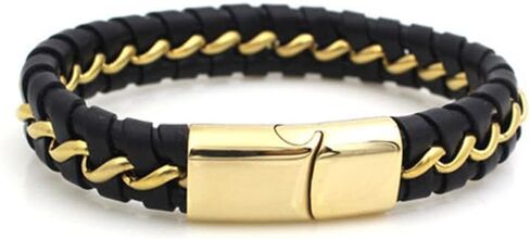Solza Unisex Leather Bracelet – Adjustable Multi-Layer or Chain Link Design, 316 Stainless Steel & Genuine Leather, Fashion Jewelry Accessory for Men and Women in Saudi Arabia