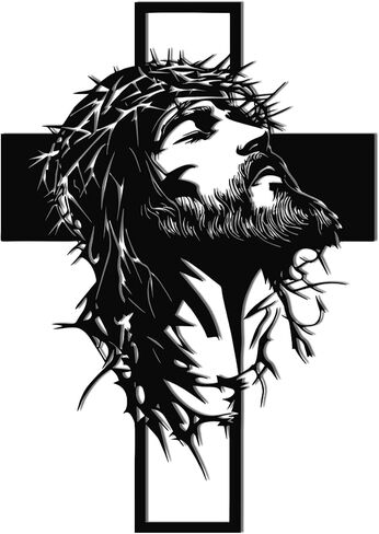 Slickss Jesus Wall Art، ديكور حائط معدني متقاطع مع شخصية يسوع، تعليق على الحائط الديني مقاس 14 × 10 بوصة، ديكور منزلي مسيحي لغرفة المعيشة، المكتب، غرفة النوم in Kuwait