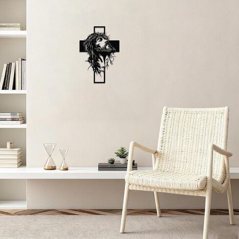Slickss Jesus Wall Art، ديكور حائط معدني متقاطع مع شخصية يسوع، تعليق على الحائط الديني مقاس 14 × 10 بوصة، ديكور منزلي مسيحي لغرفة المعيشة، المكتب، غرفة النوم in Kuwait