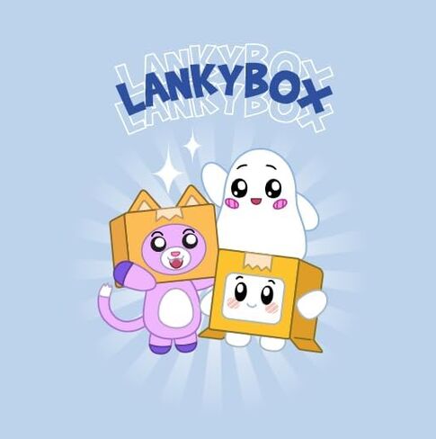 تي شيرت Bioworld LankyBox Group Shot للشباب باللون الأزرق الفاتح ورقبة دائرية وأكمام قصيرة مع كيب شبحي in Kuwait