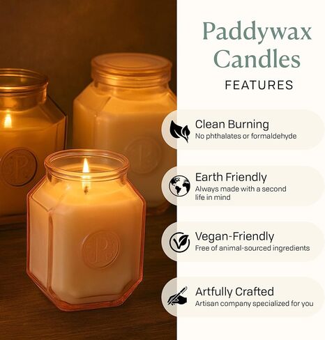 Paddywax Botanica Scented Candle with Lid in Reusable Embossed Glass Jar, Clean-Burn Soy Candle with Approx. 56 Hour Burn Time, Cotton & Teak, 8 oz in Saudi Arabia
