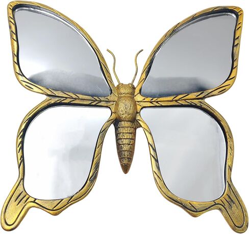Gold Resin Butterfly Wall Decor, Insect Themed Wall Mirror, Creative Home Decoration for Bedroom Tabletop Balcony Corridor, Ideal Gift (1, Butterfly) in Saudi Arabia