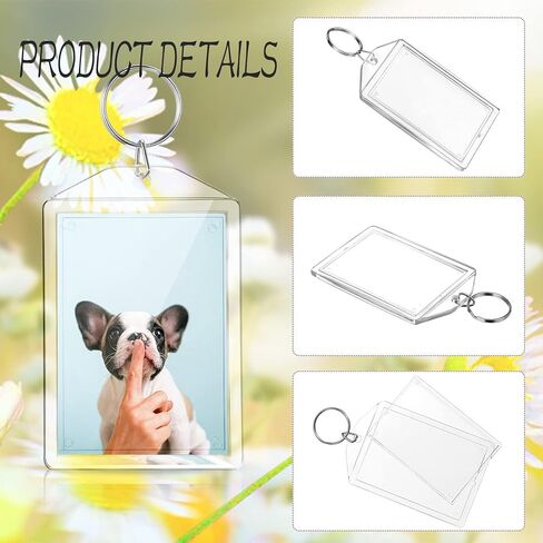 36 Pcs Picture Frame Keychain(3" L x 2" W) Acrylic Clear Rectangle Photo Keychain Blanks in Saudi Arabia