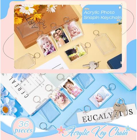 36 Pcs Picture Frame Keychain(3" L x 2" W) Acrylic Clear Rectangle Photo Keychain Blanks in Saudi Arabia