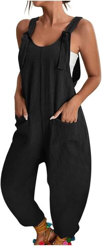 JiXiang Women Overalls Jumpsuits Loose Casual Dressy Sleeveless Baggy Harem Pants Romper Jumpers 2025 Trendy Summer Outfits in Saudi Arabia