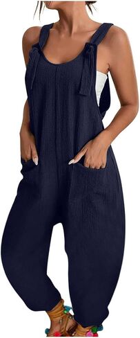 JiXiang Women Overalls Jumpsuits Loose Casual Dressy Sleeveless Baggy Harem Pants Romper Jumpers 2025 Trendy Summer Outfits in Saudi Arabia