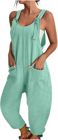 JiXiang Women Overalls Jumpsuits Loose Casual Dressy Sleeveless Baggy Harem Pants Romper Jumpers 2025 Trendy Summer Outfits in Saudi Arabia