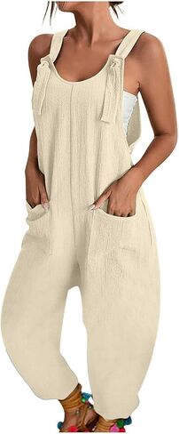 JiXiang Women Overalls Jumpsuits Loose Casual Dressy Sleeveless Baggy Harem Pants Romper Jumpers 2025 Trendy Summer Outfits in Saudi Arabia