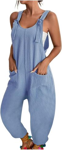 JiXiang Women Overalls Jumpsuits Loose Casual Dressy Sleeveless Baggy Harem Pants Romper Jumpers 2025 Trendy Summer Outfits in Saudi Arabia
