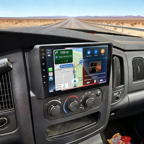 Android 13.0 Double Din Car Stereo - 9 Inch Touch Screen Car Radio Android Auto CarPlay Car Audio Multimedia Receiver with GPS Bluetooth ＆ Backup Camera for Dodge Ram 1500 2500 3500 2003-2005 in Kuwait