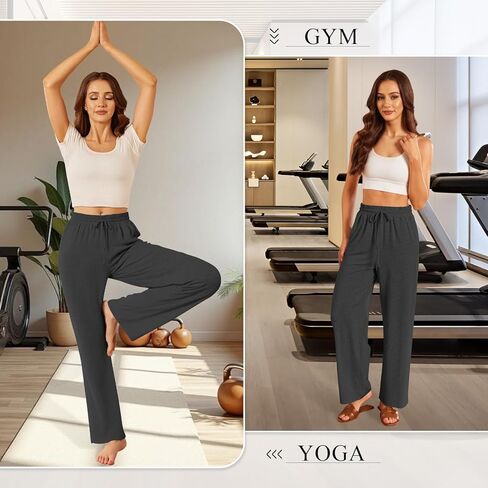 سيمارو المرأة عادية واسعة الساق بيجامة السراويل الناعمة عالية الخصر اليوغا بالازو Sweatpants فضفاضة مريحة صالة السراويل مع جيوب in Kuwait