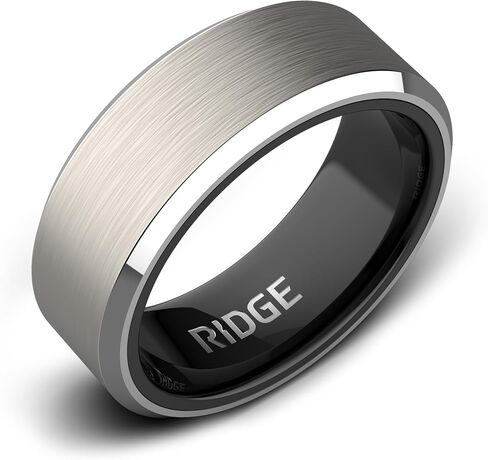 Ridge 8mm Beveled Tungsten Rings For Men - Dual Band Metal Wedding Ring & Silicone Ring, Scratch-Resistant PVD Coating, Convex No-Pinch Fit, Includes Extra Silicone Band (Platinum, 8) in Saudi Arabia