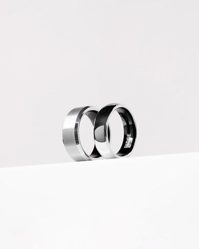 Ridge 8mm Beveled Tungsten Rings For Men - Dual Band Metal Wedding Ring & Silicone Ring, Scratch-Resistant PVD Coating, Convex No-Pinch Fit, Includes Extra Silicone Band (Platinum, 8) in Saudi Arabia