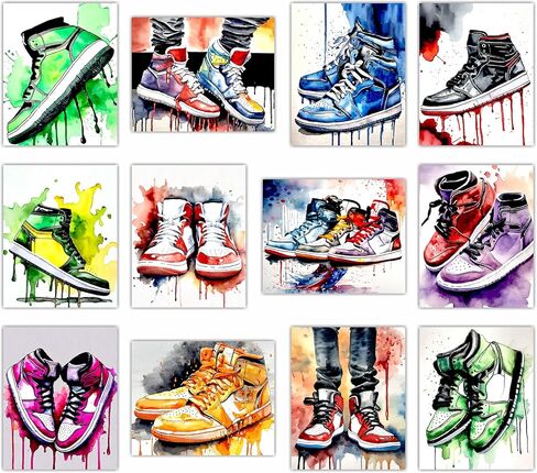 FLORIXA 12Pcs Hypebeast Sneaker Wall Art Prints – 8x10 UNFRAMED Cool Sneakerhead Posters for Teen Boys Men Cave Gym Room Office Decor – Stacked Shoebox Air Shoes Streetwear Aesthetic Room Artwork in Saudi Arabia