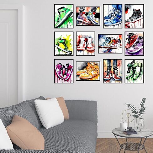 FLORIXA 12Pcs Hypebeast Sneaker Wall Art Prints – 8x10 UNFRAMED Cool Sneakerhead Posters for Teen Boys Men Cave Gym Room Office Decor – Stacked Shoebox Air Shoes Streetwear Aesthetic Room Artwork in Saudi Arabia