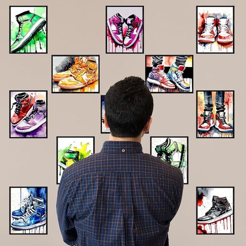 FLORIXA 12Pcs Hypebeast Sneaker Wall Art Prints – 8x10 UNFRAMED Cool Sneakerhead Posters for Teen Boys Men Cave Gym Room Office Decor – Stacked Shoebox Air Shoes Streetwear Aesthetic Room Artwork in Saudi Arabia