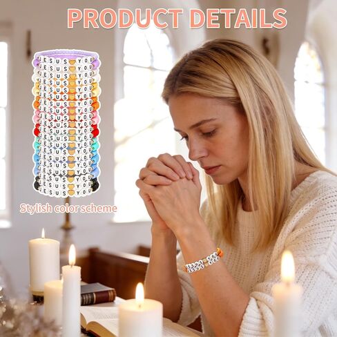 40 Pcs Jesus Loves You Bracelets for Women, Stretch Stackable Elastic Layering Christian Friendship Bracelet, Bible Verse Religious Jewelry for Women Xmas Gifts in Saudi Arabia