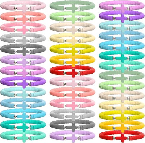 40 Pcs Jesus Loves You Bracelets for Women, Stretch Stackable Elastic Layering Christian Friendship Bracelet, Bible Verse Religious Jewelry for Women Xmas Gifts in Saudi Arabia