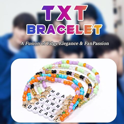 AICase for TXT Merch Gifts Inspired Bracelets 5 Pcs Stackable Stretch Beaded Friendship Bracelets Concert Lightstick Outfit Vinyl Poster Merchandise Gifts for Fans Women Birthday Christmas Stocking in Saudi Arabia