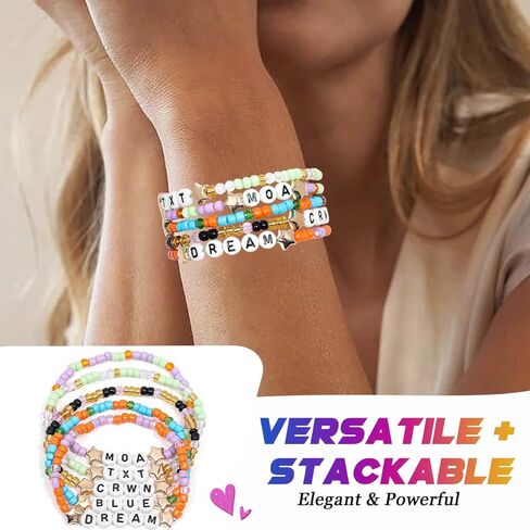 AICase for TXT Merch Gifts Inspired Bracelets 5 Pcs Stackable Stretch Beaded Friendship Bracelets Concert Lightstick Outfit Vinyl Poster Merchandise Gifts for Fans Women Birthday Christmas Stocking in Saudi Arabia