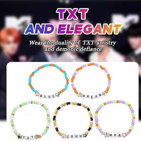AICase for TXT Merch Gifts Inspired Bracelets 5 Pcs Stackable Stretch Beaded Friendship Bracelets Concert Lightstick Outfit Vinyl Poster Merchandise Gifts for Fans Women Birthday Christmas Stocking in Saudi Arabia