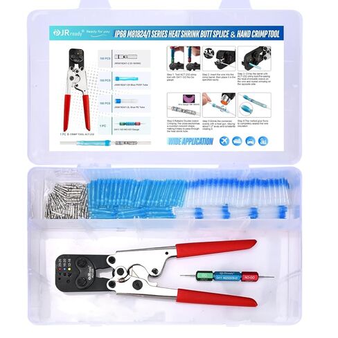 JRready ST6385-16-50 MiniSeal Crimp Splices: 50pcs Blue Butt Splice Connectors 20-16 AWG (M81824/1-2), Wire-to-Wire Splicing with Alternative Temp. PVDF/PE Tubes in Saudi Arabia
