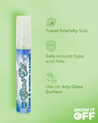 Show It Off Lens Cleaner Spray, All-Purpose Streak-Free Screen & Lens Cleaner for Glasses, Cameras, Phones, Tablets & Sunglasses, 8 ml Travel Size in Saudi Arabia