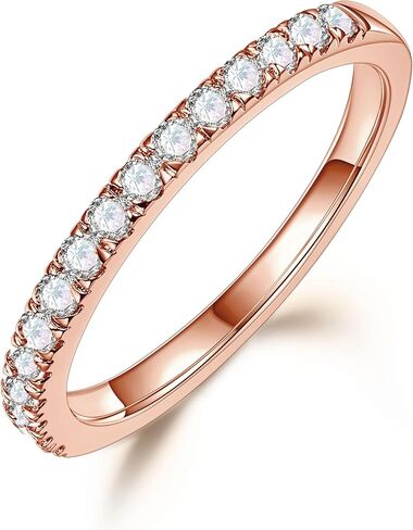 14K Gold/Rose Gold Plated Dainty Eternity Band Rings for Women Trendy Stackable CZ Moissanite Ring Engagement Proposal Anniversary Wedding Bands Non Tarnish 2.5MM Size 4#-11# Womens Jewelry in Saudi Arabia