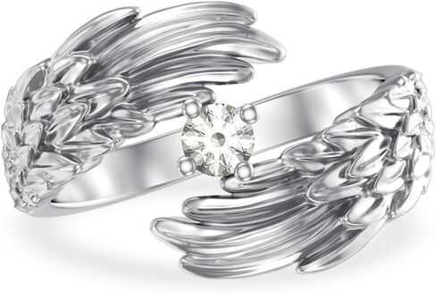 Diamond Angel Wing Ring for Women 925 Sterling Silver Guardian Angel Wing Feather Ring with Lab Grown Diamond Birthday Christmas Jewelry Gifts for Her in Saudi Arabia