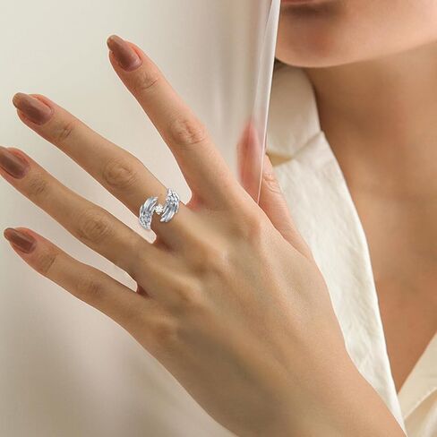 Diamond Angel Wing Ring for Women 925 Sterling Silver Guardian Angel Wing Feather Ring with Lab Grown Diamond Birthday Christmas Jewelry Gifts for Her in Saudi Arabia