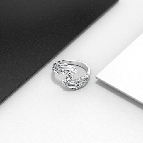 Diamond Angel Wing Ring for Women 925 Sterling Silver Guardian Angel Wing Feather Ring with Lab Grown Diamond Birthday Christmas Jewelry Gifts for Her in Saudi Arabia