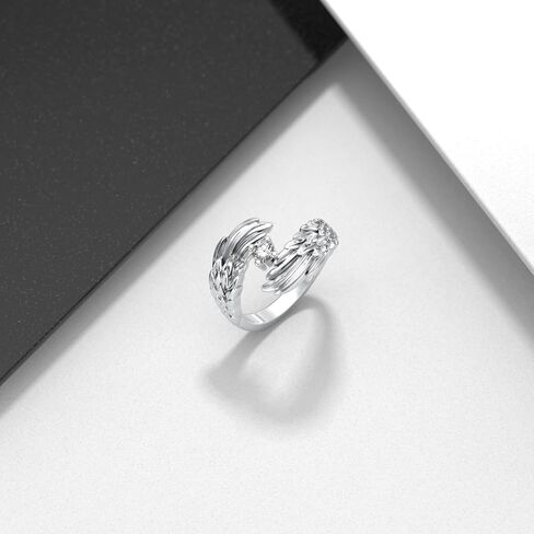 Diamond Angel Wing Ring for Women 925 Sterling Silver Guardian Angel Wing Feather Ring with Lab Grown Diamond Birthday Christmas Jewelry Gifts for Her in Saudi Arabia