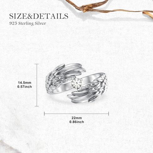 Diamond Angel Wing Ring for Women 925 Sterling Silver Guardian Angel Wing Feather Ring with Lab Grown Diamond Birthday Christmas Jewelry Gifts for Her in Saudi Arabia