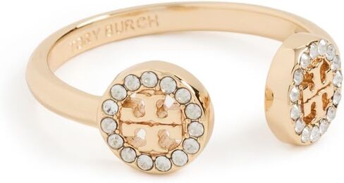 Tory Burch Women's Miller Pave Open Ring, Tory Gold/Crystal, 7 in Saudi Arabia