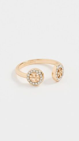 Tory Burch Women's Miller Pave Open Ring, Tory Gold/Crystal, 7 in Saudi Arabia