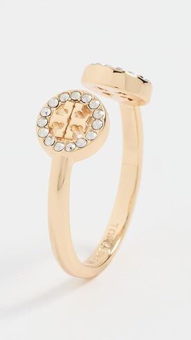 Tory Burch Women's Miller Pave Open Ring, Tory Gold/Crystal, 7 in Saudi Arabia