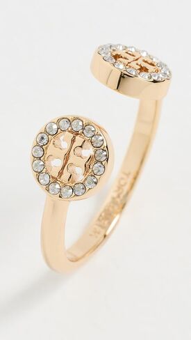 Tory Burch Women's Miller Pave Open Ring, Tory Gold/Crystal, 7 in Saudi Arabia