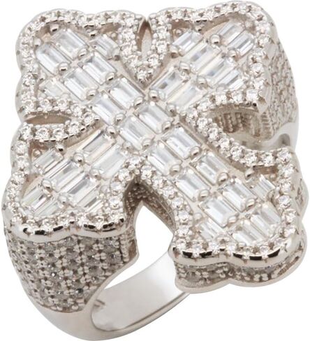 925 Sterling Silver 14k Gold Vermeil AAA Cubic Zirconia Cross Ring in Saudi Arabia