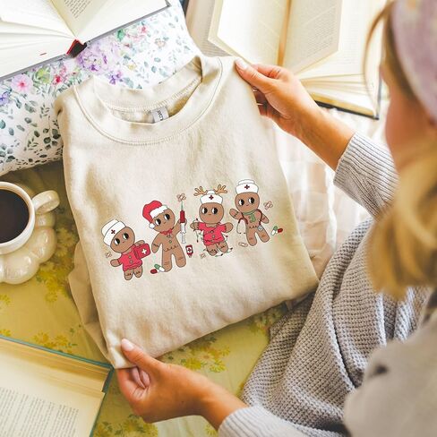 Nurse Christmas Sweatshirt, Gingerbread Nurse Shirt, Cute Medical Holiday Shirt, RN, Funny Nurse Crewneck White in Saudi Arabia