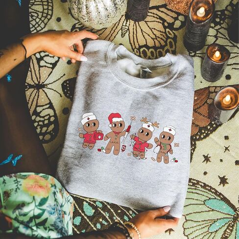 Nurse Christmas Sweatshirt, Gingerbread Nurse Shirt, Cute Medical Holiday Shirt, RN, Funny Nurse Crewneck White in Saudi Arabia