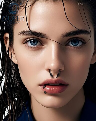 OUFER 16G Lip Rings Snake Bites Lip Piercing Jewelry, 6PCS 8/10/12MM Horseshoe Long Spike Labret Rings, 316L Surgical Steel Septum Conch Piercing Jewelry in Kuwait
