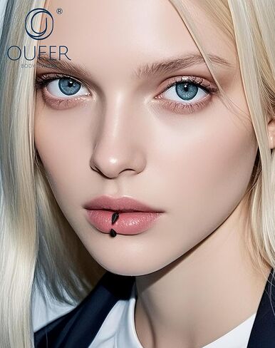 OUFER 16G Lip Rings Snake Bites Lip Piercing Jewelry, 6PCS 8/10/12MM Horseshoe Long Spike Labret Rings, 316L Surgical Steel Septum Conch Piercing Jewelry in Kuwait