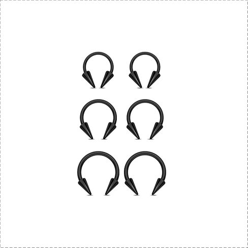 OUFER 16G Lip Rings Snake Bites Lip Piercing Jewelry, 6PCS 8/10/12MM Horseshoe Long Spike Labret Rings, 316L Surgical Steel Septum Conch Piercing Jewelry in Kuwait