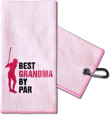 TOUNER Hole in One Embroidered Golf Towels for Golf Bags with Clip, Funny Pink Golf Towel Gifts for Aunt Sister Girlfriend Daughter, Golf Accessories for Women Golf Fan, Mother's Day Birthday Gifts in Kuwait