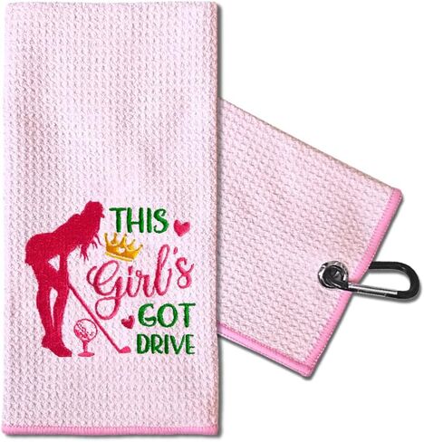 TOUNER Hole in One Embroidered Golf Towels for Golf Bags with Clip, Funny Pink Golf Towel Gifts for Aunt Sister Girlfriend Daughter, Golf Accessories for Women Golf Fan, Mother's Day Birthday Gifts in Kuwait